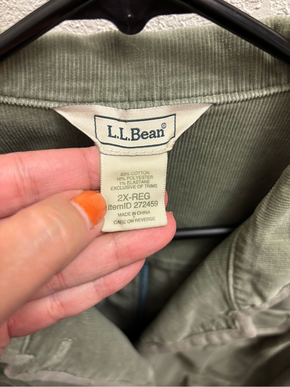 LL Bean Utility Jacket/Blazer Corduroy Size 2X Color Sage Green - Picture 8 of 9